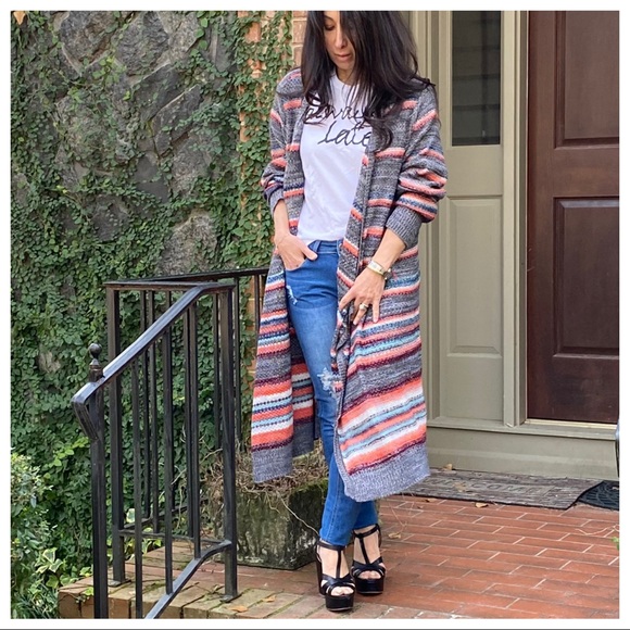 ✨LAST ONE✨open draped knit multi striped cardigan - Picture 3 of 3